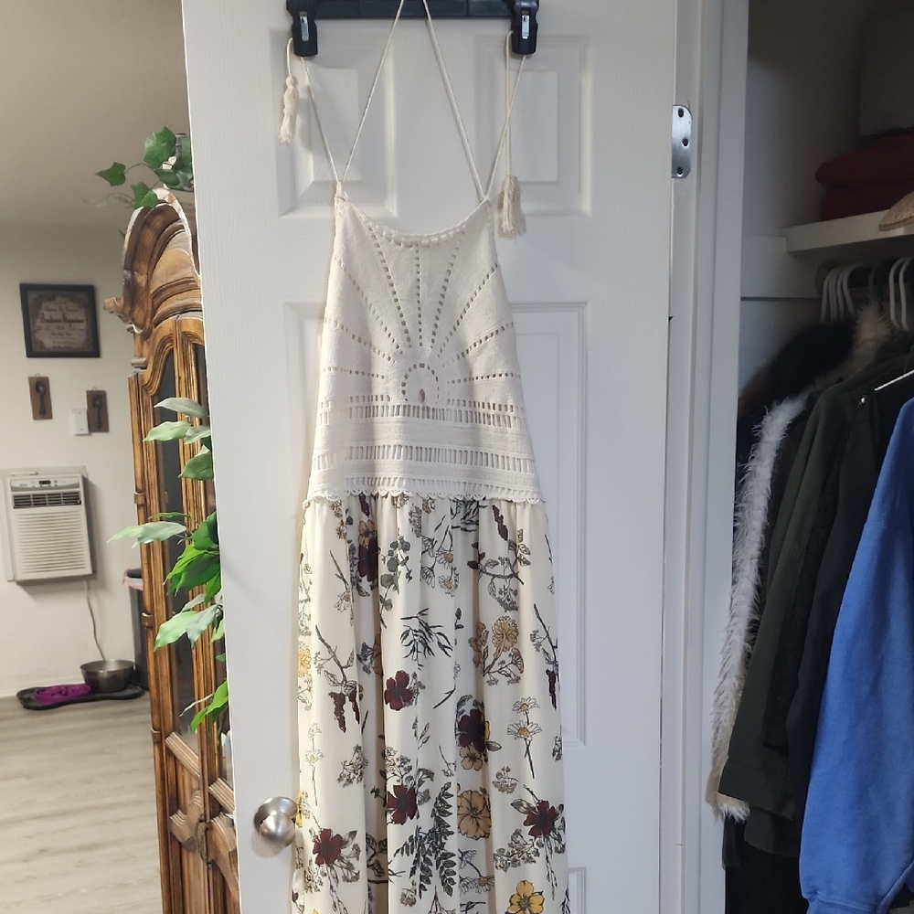 Maurices Ivory and Floral Print Maxi Dress